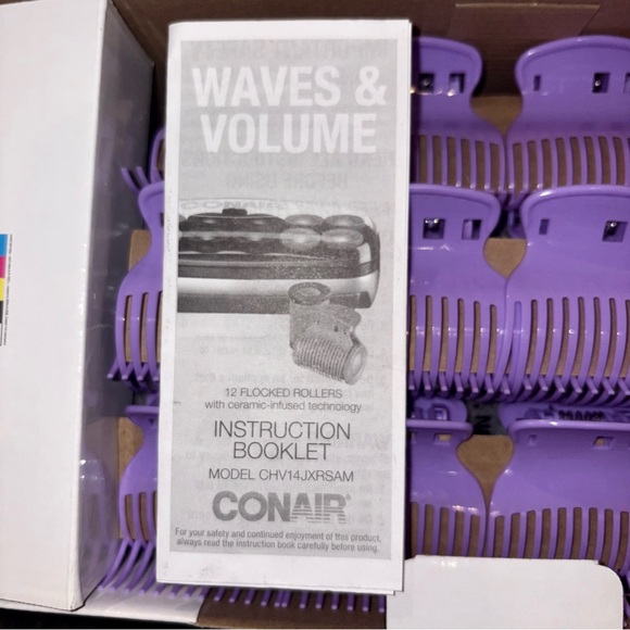 Conair Waves And Volume Jumbo 1 1/2” - 1 3/4” Flocked Ceramic Hot Rollers Clips - Picture 2 of 4